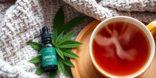 CBD-Öl in einer beruhigenden Umgebung mit Tee.