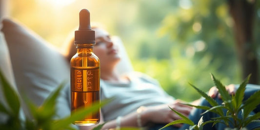 Person entspannt in der Natur mit CBD Öl.
