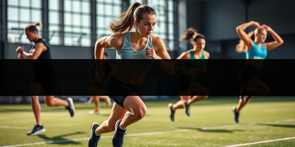 Athleten im Training, Energie und Bewegung im Fokus.