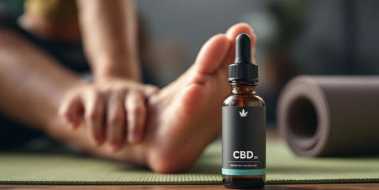 Person dehnt sich nach dem Training mit CBD Öl.